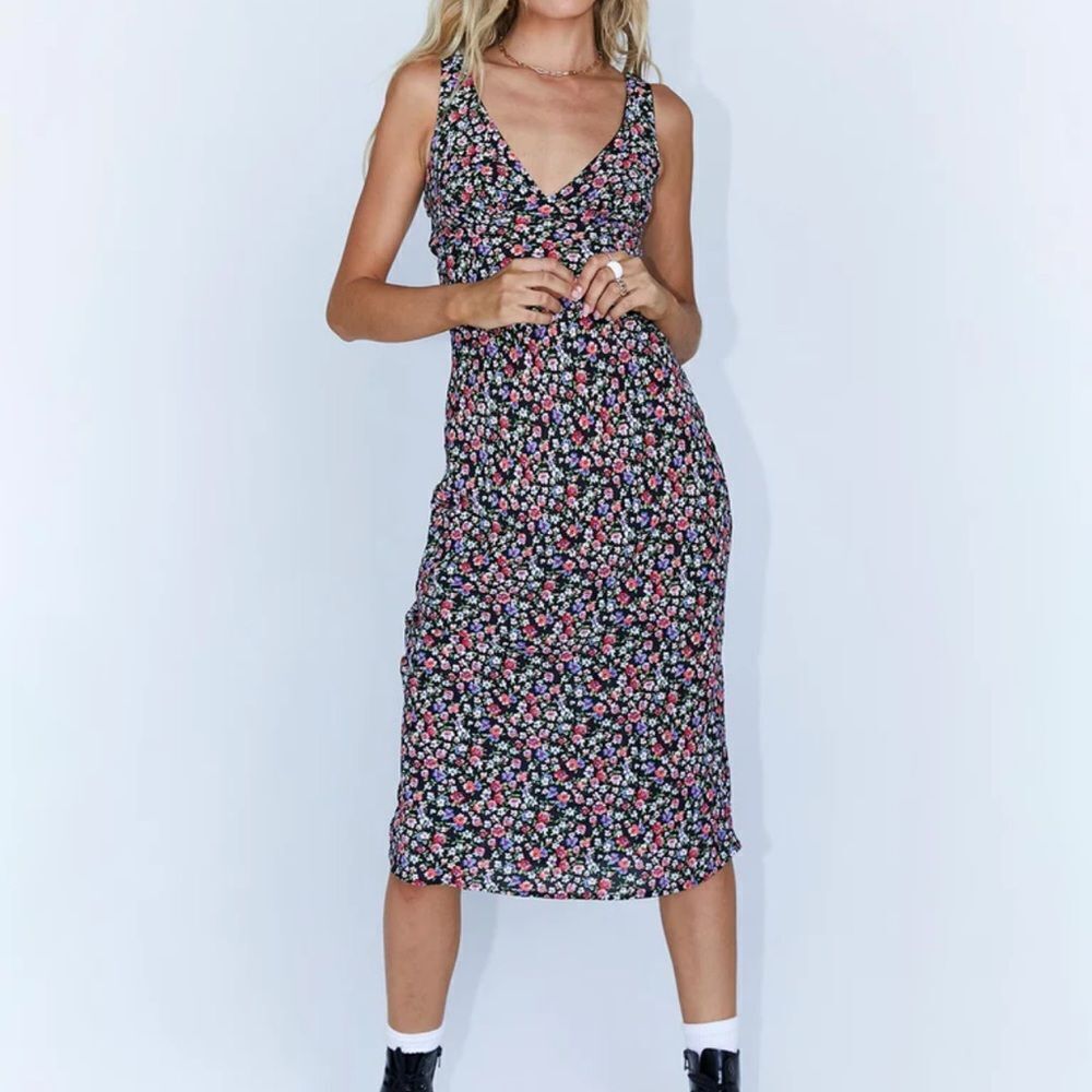 PRINCESS POLLY - DELTA MIDI DRESS BLACK FLORAL